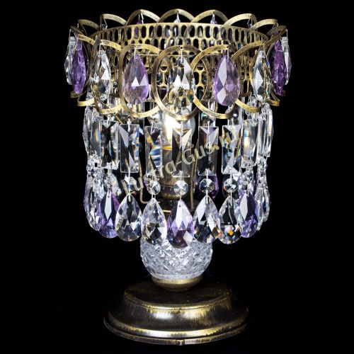 Настольная лампа Астра №1 под бронзу Фиолетовая в Новокузнецке Гусь Хрустальный