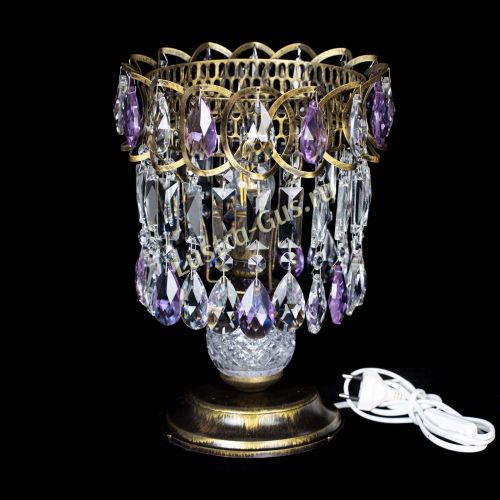Настольная лампа Астра №1 под бронзу Фиолетовая в Новокузнецке Гусь Хрустальный