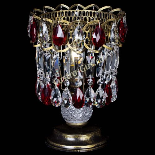 Настольная лампа Астра №1 под бронзу Красная в Новокузнецке Гусь Хрустальный