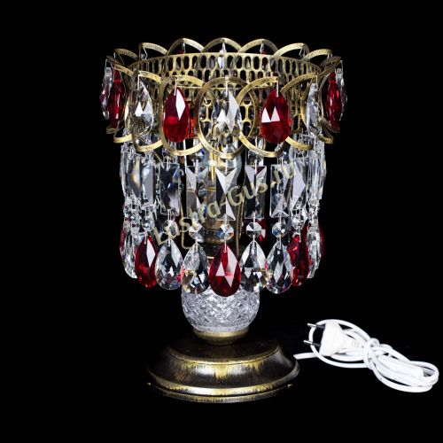 Настольная лампа Астра №1 под бронзу Красная в Новокузнецке Гусь Хрустальный