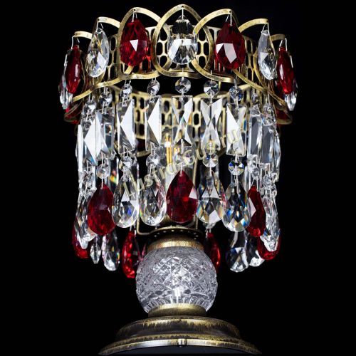 Настольная лампа Астра №1 под бронзу Красная в Новокузнецке Гусь Хрустальный