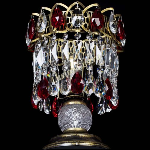 Настольная лампа Астра №1 под бронзу Красная в Новокузнецке Гусь Хрустальный