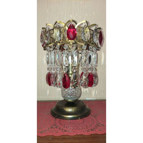 Настольная лампа Астра №1 под бронзу Красная в Новокузнецке Гусь Хрустальный