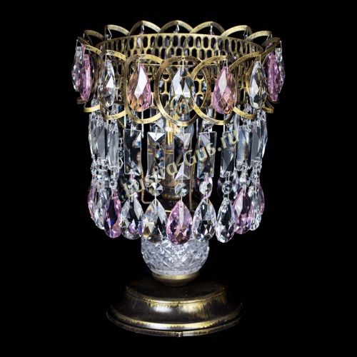 Настольная лампа Астра №1 под бронзу Розовая в Новокузнецке Гусь Хрустальный