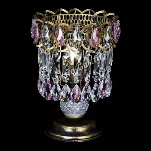 Настольная лампа Астра №1 под бронзу Розовая в Новокузнецке Гусь Хрустальный