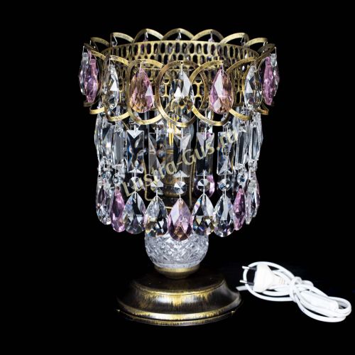 Настольная лампа Астра №1 под бронзу Розовая в Новокузнецке Гусь Хрустальный