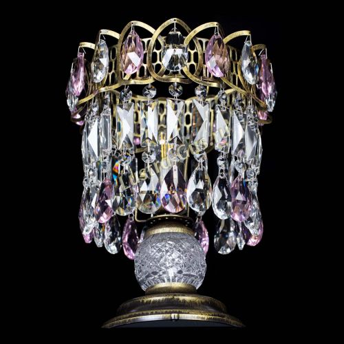 Настольная лампа Астра №1 под бронзу Розовая в Новокузнецке Гусь Хрустальный