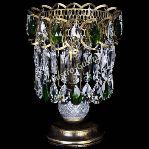 Настольная лампа Астра №1 под бронзу Зеленая в Новокузнецке Гусь Хрустальный