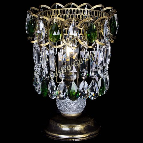 Настольная лампа Астра №1 под бронзу Зеленая в Новокузнецке Гусь Хрустальный