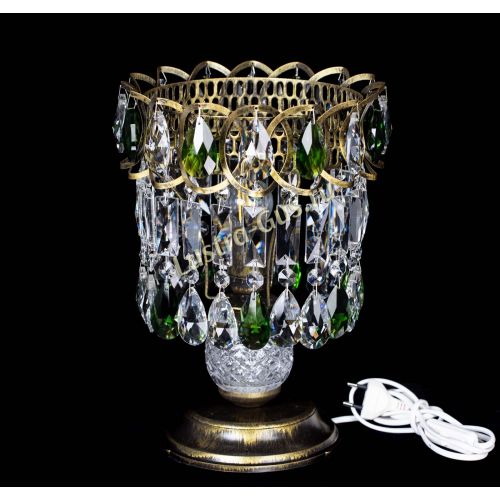 Настольная лампа Астра №1 под бронзу Зеленая в Новокузнецке Гусь Хрустальный