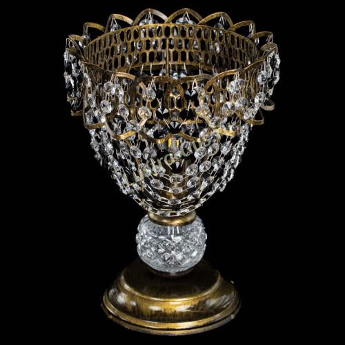 Настольная лампа Астра ажур №1 под бронзу Черная в Новокузнецке Гусь Хрустальный