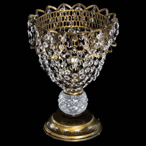 Настольная лампа Астра ажур №1 под бронзу Черная в Новокузнецке Гусь Хрустальный