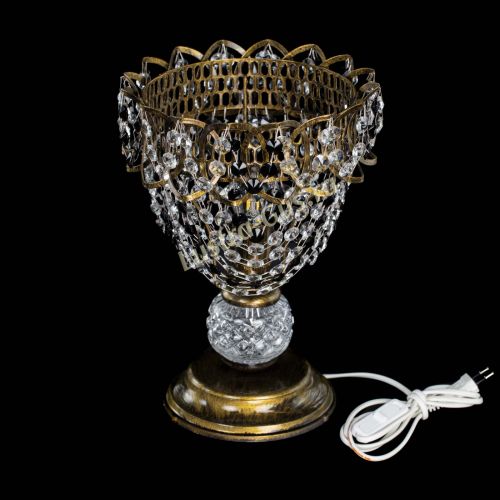 Настольная лампа Астра ажур №1 под бронзу Черная в Новокузнецке Гусь Хрустальный