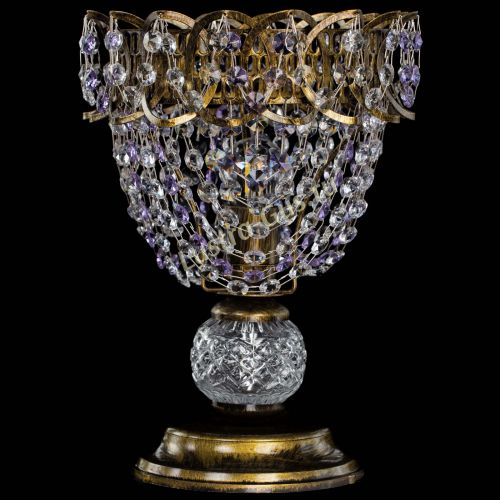 Настольная лампа Астра ажур №1 под бронзу Фиолетовая в Новокузнецке Гусь Хрустальный