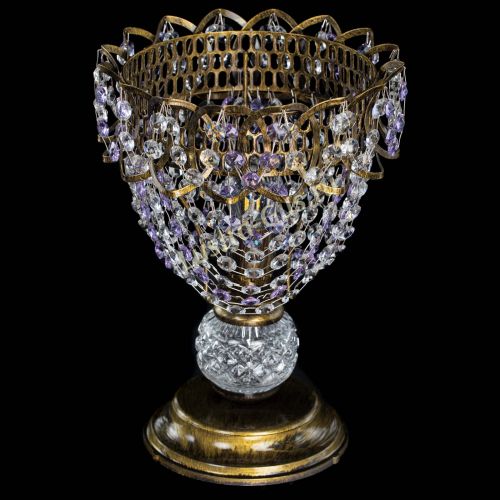 Настольная лампа Астра ажур №1 под бронзу Фиолетовая в Новокузнецке Гусь Хрустальный