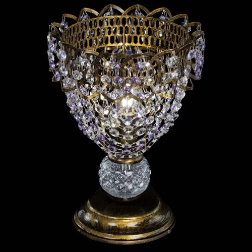 Настольная лампа Астра ажур №1 под бронзу Фиолетовая в Новокузнецке Гусь Хрустальный