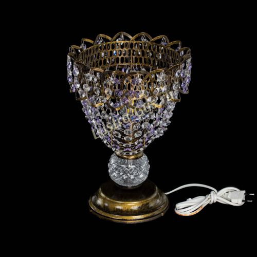 Настольная лампа Астра ажур №1 под бронзу Фиолетовая в Новокузнецке Гусь Хрустальный