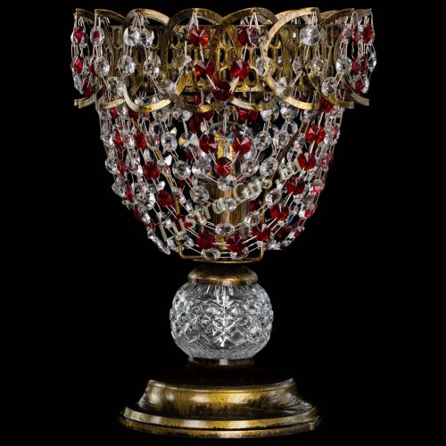 Настольная лампа Астра ажур №1 под бронзу Красная в Новокузнецке Гусь Хрустальный