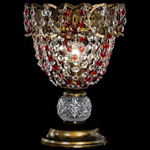 Настольная лампа Астра ажур №1 под бронзу Красная в Новокузнецке Гусь Хрустальный