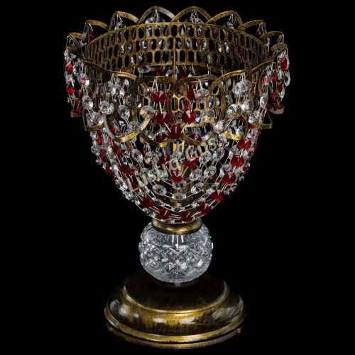 Настольная лампа Астра ажур №1 под бронзу Красная в Новокузнецке Гусь Хрустальный