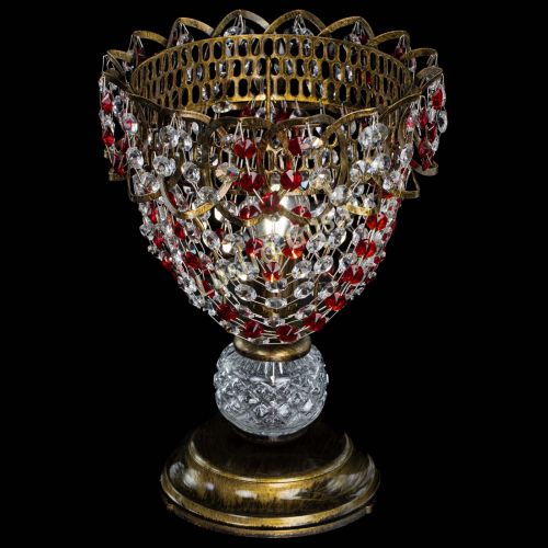 Настольная лампа Астра ажур №1 под бронзу Красная в Новокузнецке Гусь Хрустальный