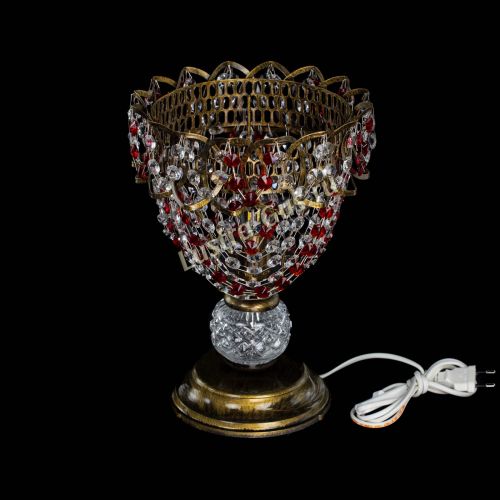 Настольная лампа Астра ажур №1 под бронзу Красная в Новокузнецке Гусь Хрустальный