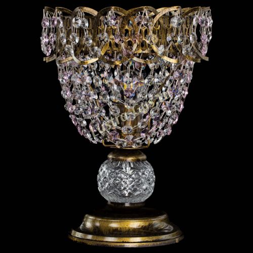 Настольная лампа Астра ажур №1 под бронзу Розовая в Новокузнецке Гусь Хрустальный