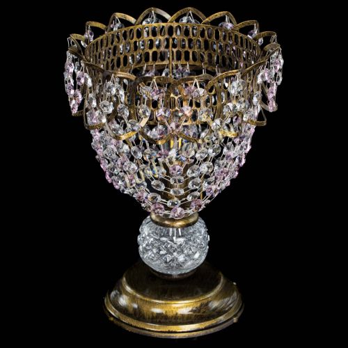 Настольная лампа Астра ажур №1 под бронзу Розовая в Новокузнецке Гусь Хрустальный