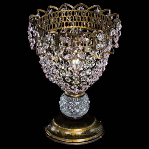 Настольная лампа Астра ажур №1 под бронзу Розовая в Новокузнецке Гусь Хрустальный