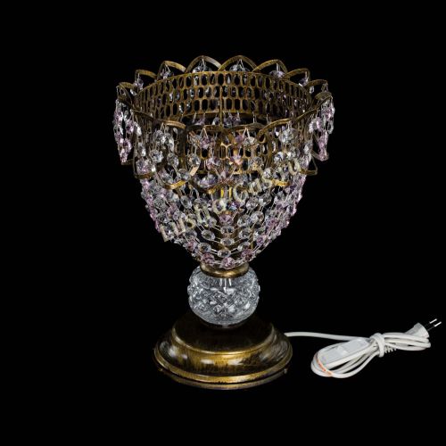 Настольная лампа Астра ажур №1 под бронзу Розовая в Новокузнецке Гусь Хрустальный