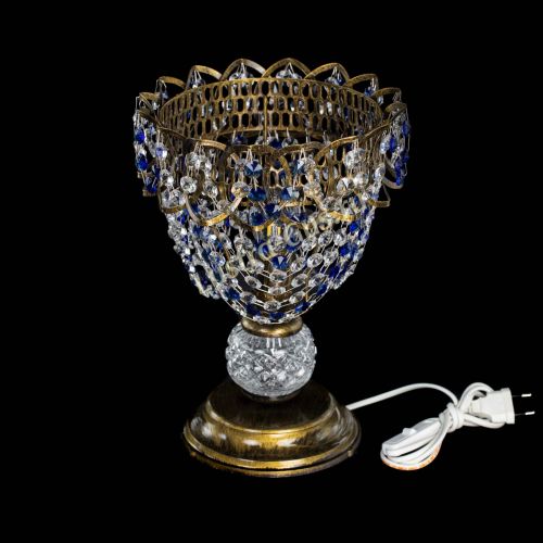 Настольная лампа Астра ажур №1 под бронзу Синяя в Новокузнецке Гусь Хрустальный