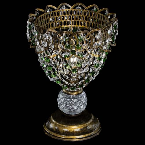 Настольная лампа Астра ажур №1 под бронзу Зеленая в Новокузнецке Гусь Хрустальный