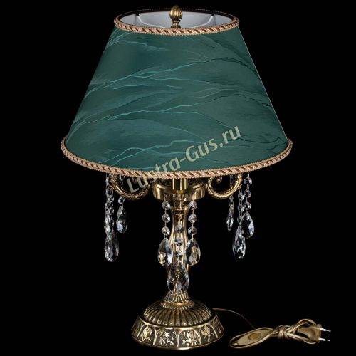 Бронзовая настольная лампа Аврора №3 Баден с абажуром в Новокузнецке Гусь Хрустальный