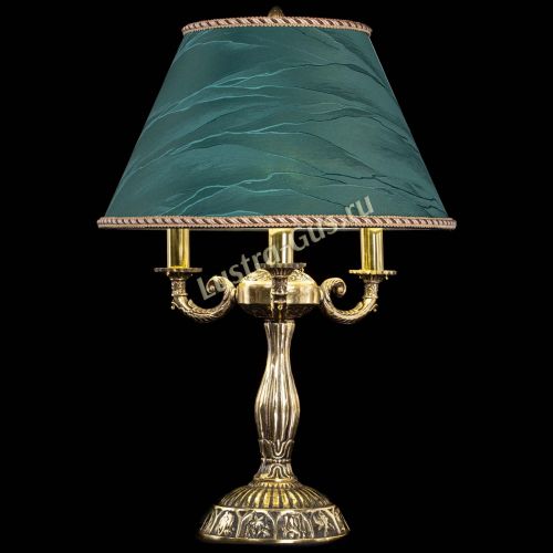 Бронзовая настольная лампа Аврора №3 с абажуром в Новокузнецке Гусь Хрустальный