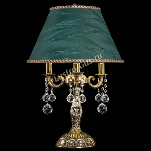 Бронзовая настольная лампа Аврора №3 Шар с абажуром в Новокузнецке Гусь Хрустальный
