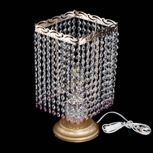 Настольная лампа Квадрат оптикон №1 розовая в Новокузнецке Гусь Хрустальный