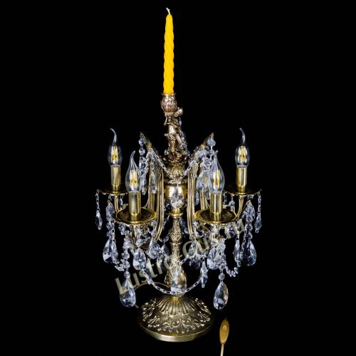 Бронзовая настольная лампа Луиза №5/2 лучик в Новокузнецке Гусь Хрустальный