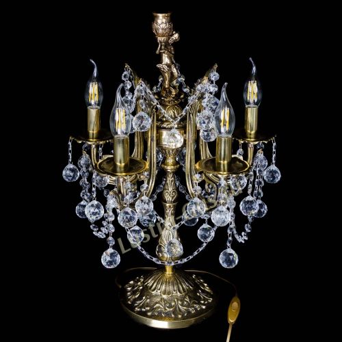 Бронзовая настольная лампа Луиза №5/2 шар в Новокузнецке Гусь Хрустальный