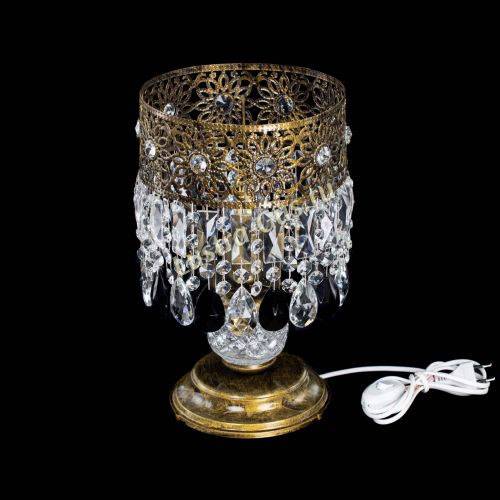 Настольная лампа Восток с пластинками под бронзу Черная в Новокузнецке Гусь Хрустальный