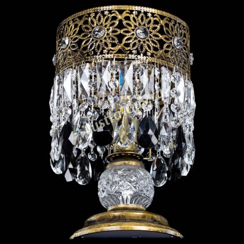 Настольная лампа Восток с пластинками под бронзу Черная в Новокузнецке Гусь Хрустальный