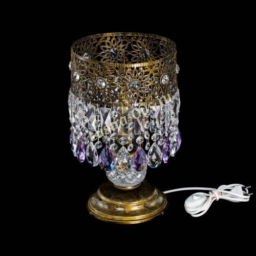 Настольная лампа Восток с пластинками под бронзу Фиолетовая в Новокузнецке Гусь Хрустальный