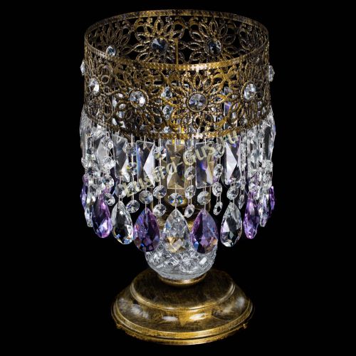 Настольная лампа Восток с пластинками под бронзу Фиолетовая в Новокузнецке Гусь Хрустальный