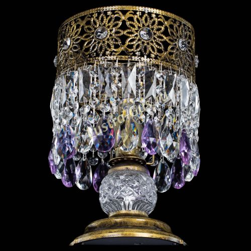 Настольная лампа Восток с пластинками под бронзу Фиолетовая в Новокузнецке Гусь Хрустальный