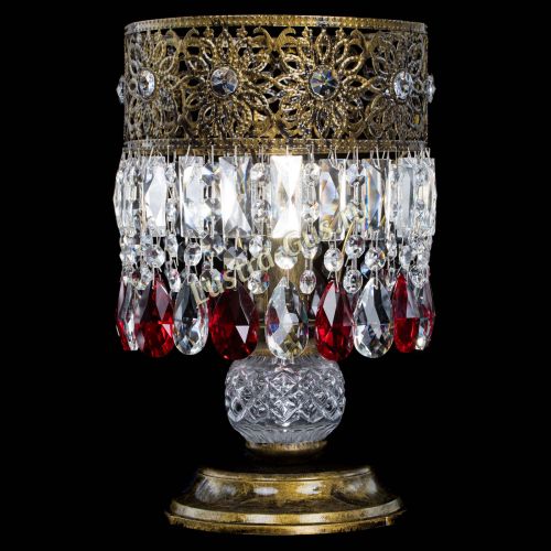 Настольная лампа Восток с пластинками под бронзу Красная в Новокузнецке Гусь Хрустальный