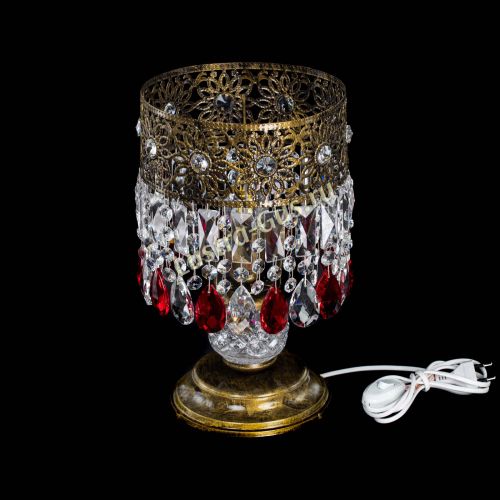 Настольная лампа Восток с пластинками под бронзу Красная в Новокузнецке Гусь Хрустальный