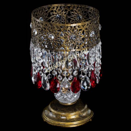 Настольная лампа Восток с пластинками под бронзу Красная в Новокузнецке Гусь Хрустальный