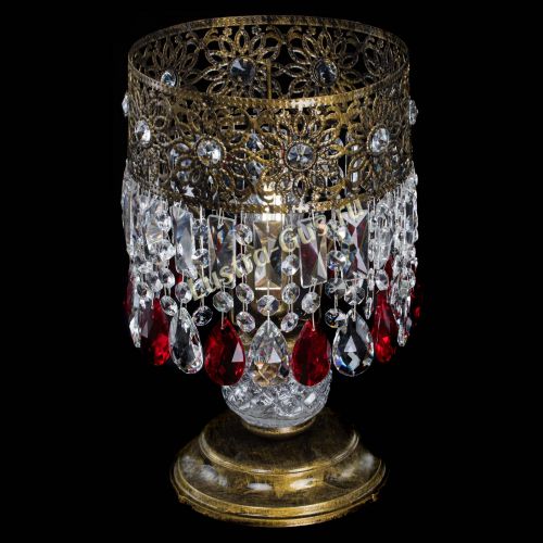 Настольная лампа Восток с пластинками под бронзу Красная в Новокузнецке Гусь Хрустальный