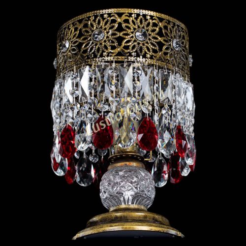 Настольная лампа Восток с пластинками под бронзу Красная в Новокузнецке Гусь Хрустальный