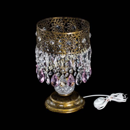 Настольная лампа Восток с пластинками под бронзу Розовая в Новокузнецке Гусь Хрустальный