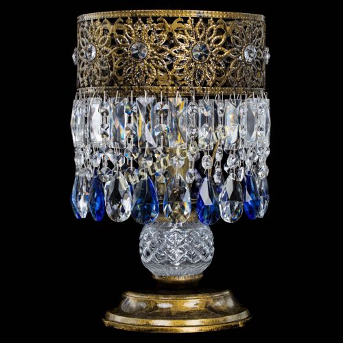 Настольная лампа Восток с пластинками под бронзу Синяя в Новокузнецке Гусь Хрустальный